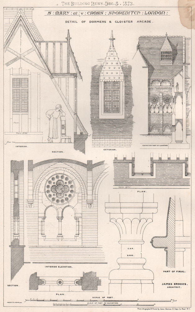 St. Mary at ye Cross Shoreditch. London; James Brooks, Architect 1873 print
